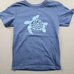 Life is Good Shirt Boys Medium (7-8) Sea Turtle Jekyll Island GA Blue
